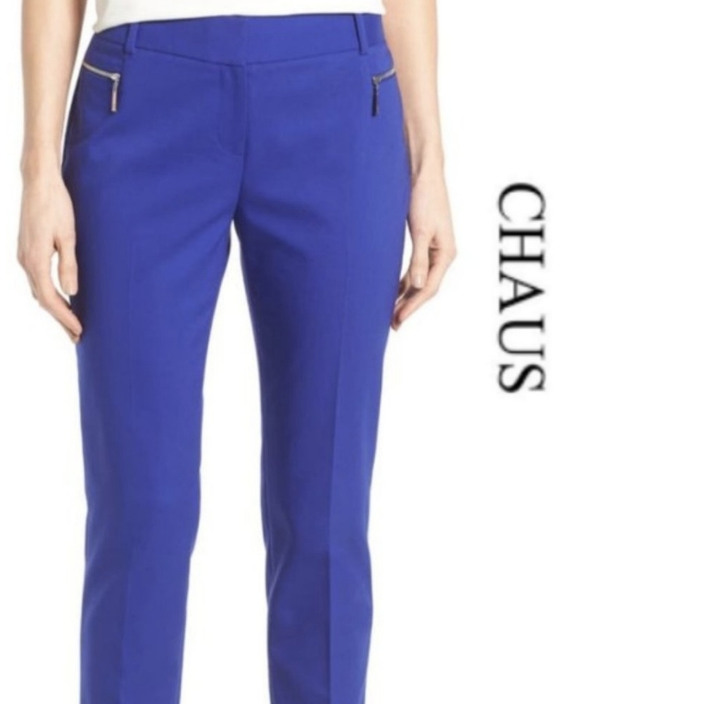 NWOT Chaus Royal Blue Ankle Crop Pants with Zipper Pockets Size 6